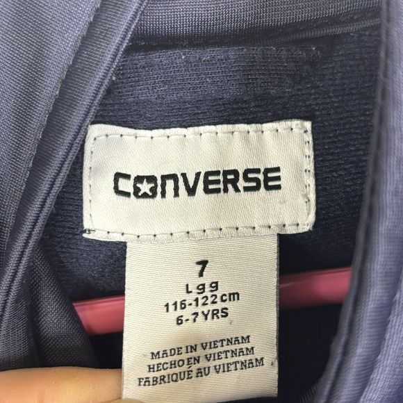 Converse Jacket Boys 7 Heritage Snap Front‎ Warmup Bomber Navy 968017 695 - Picture 5 of 11